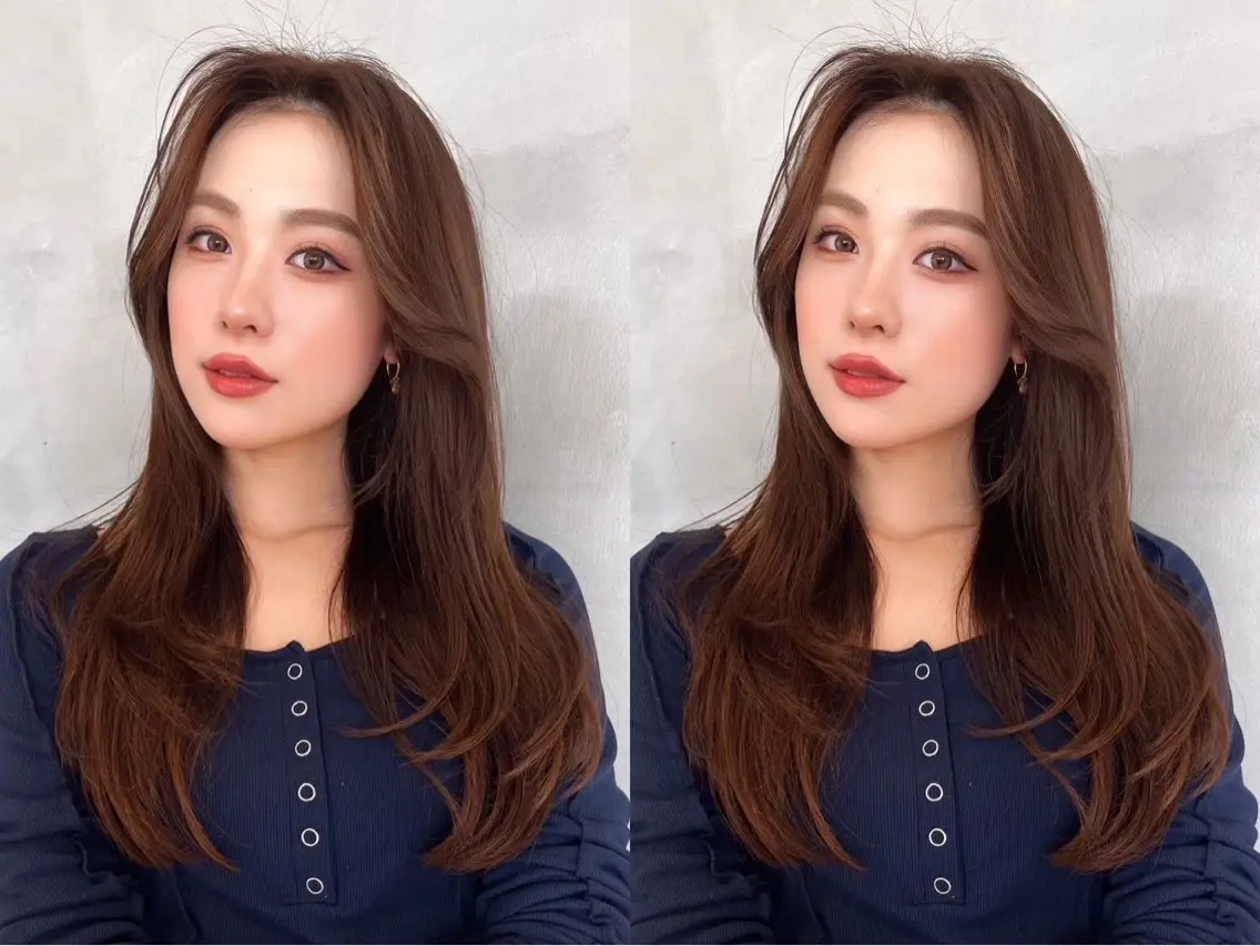 ロング カラー カット ヘアカラー トリートメント レイヤー/髪質改善 縮毛/ハッシュカットのヘアスタイル