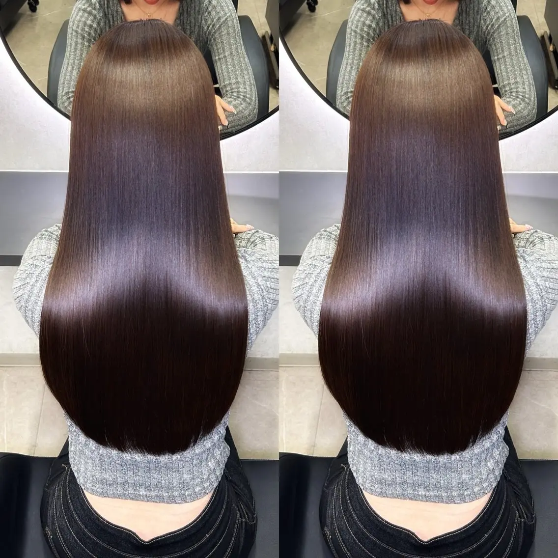 ロング カラー 髪質改善 韓国風ヘア ロング 縮毛矯正 カット ヘアカラー 縮毛矯正 トリートメント 新宿/美髪矯正 髪質改善/韓国風山本のヘアスタイル
