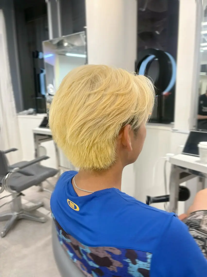 ショート メンズ メンズブリーチ ヘアカラー トリートメント カットモデル/渋谷 ソナのヘアスタイル