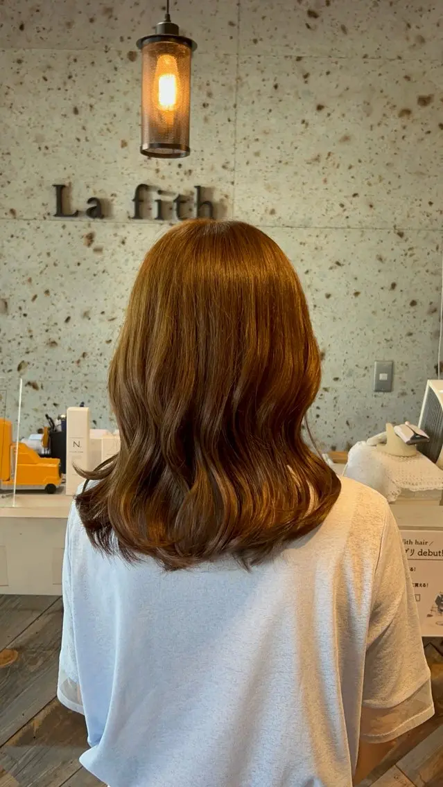 ミディアム かじももな|女性限定 パーマモデル募集!のヘアスタイル