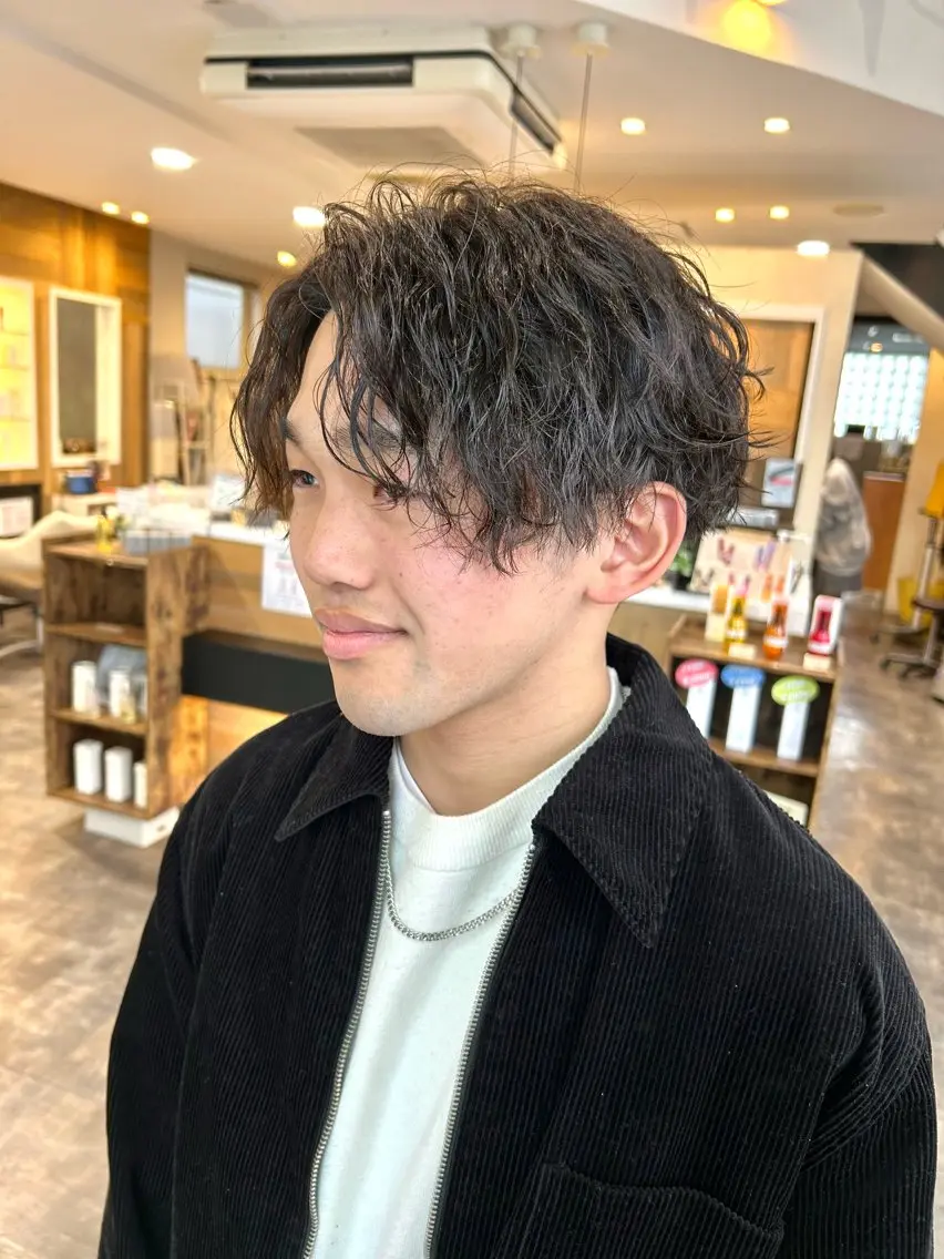 ショート パーマ メンズ カラーモデル募集中 美容室ハピスのヘアスタイル