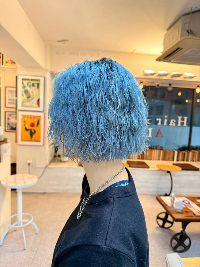 ミディアム パーマ カット パーマ ウルフレイヤー エクステ/kokiのヘアスタイル