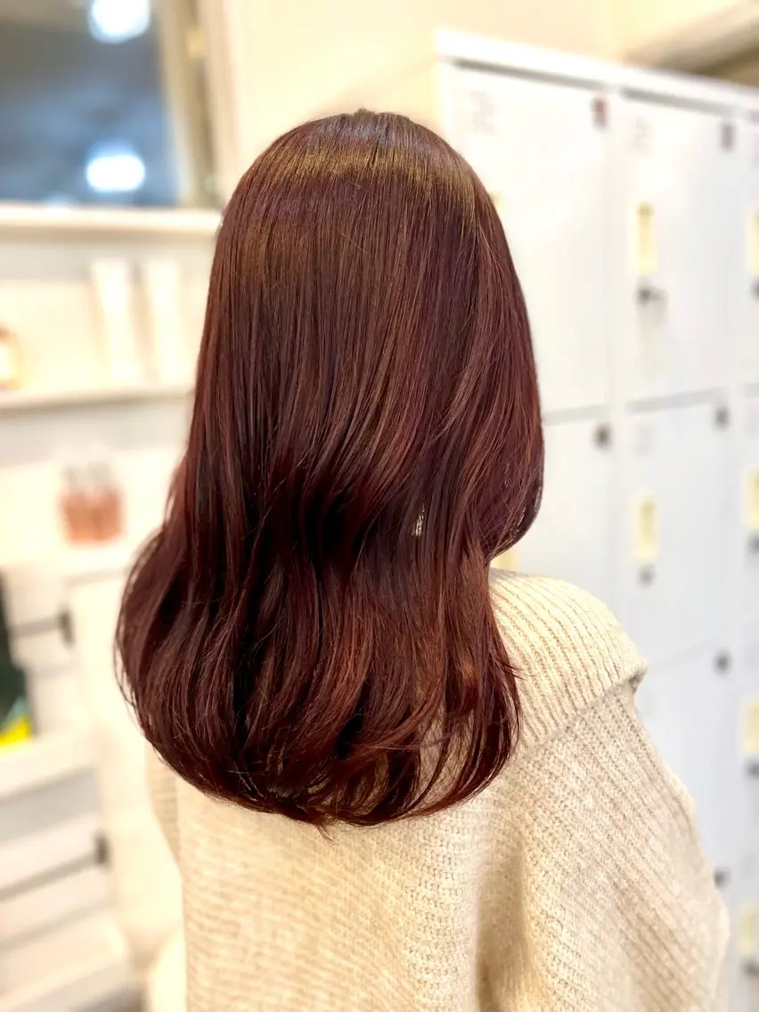 ミディアム ピンクブラウン 平野 沙織のヘアスタイル