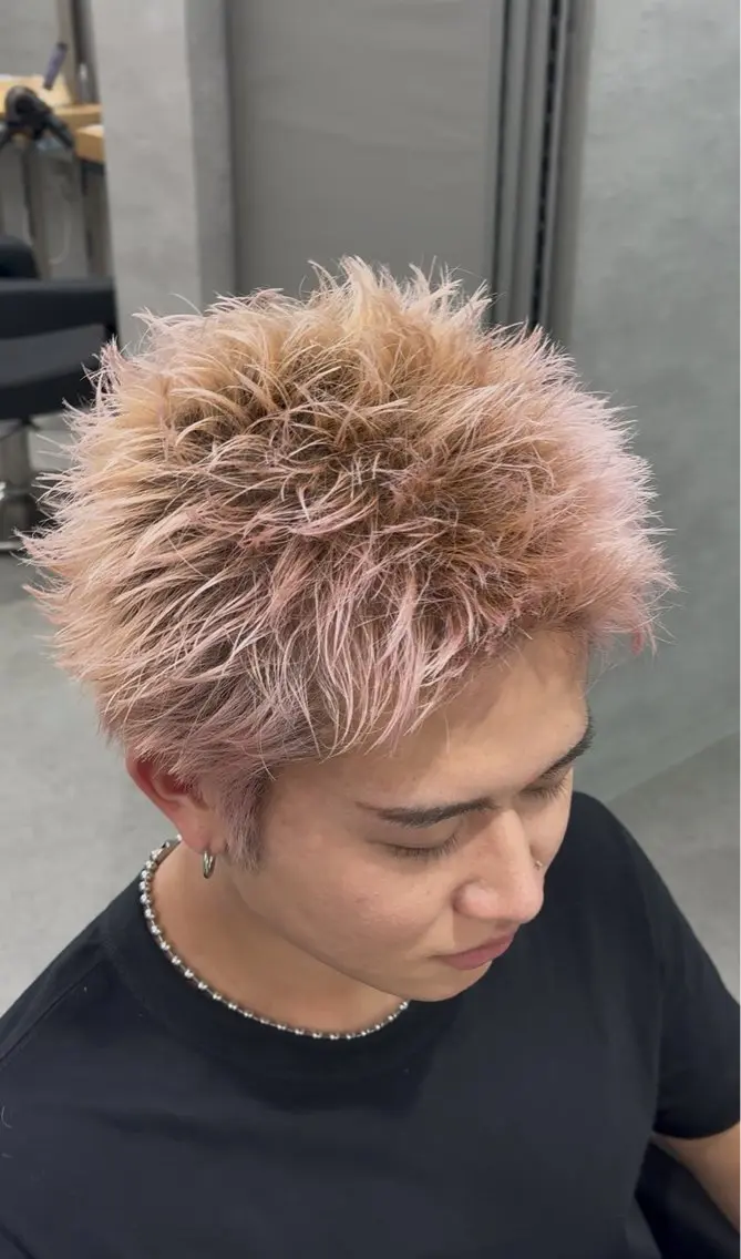 ショート カラー メンズ センターパート フェザーパーマ メンズハイライト メンズメッシュ マッシュ センターパート/フェ ザー🔥SHUYAのヘアスタイル