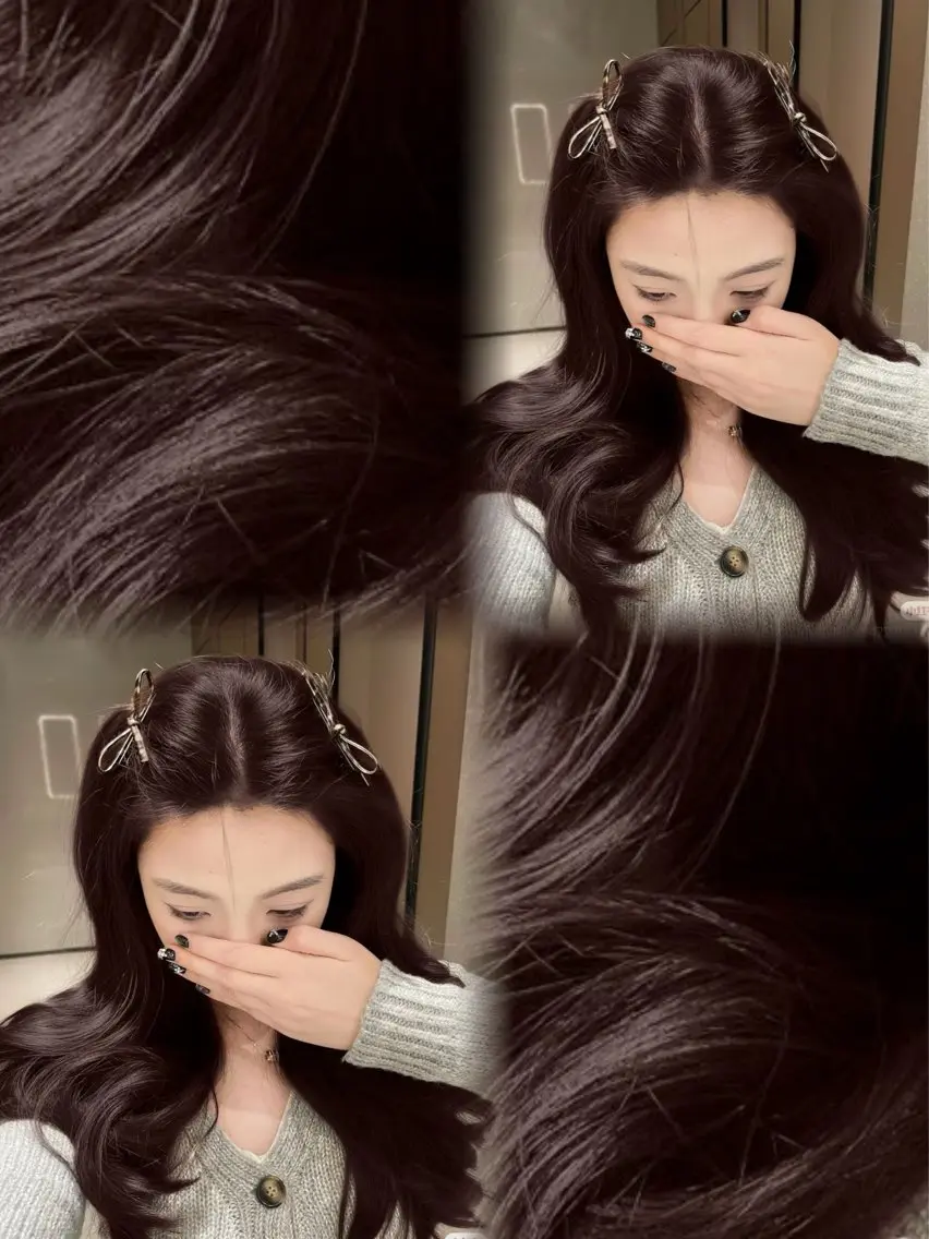 セミロング カラー ヘアアレンジ ブラウンカラー パープルカラー パープルブラウン カット ヘアカラー トリートメント ヘッドスパ ヘアセット 💎韓国/ レイヤー カット/ 暖色🫧のヘアスタイル