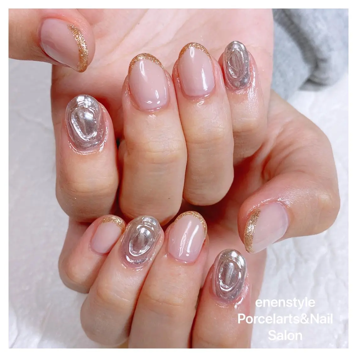 ミディアム ネイル ハンドネイル 🐾enen style 🐾のネイルデザイン