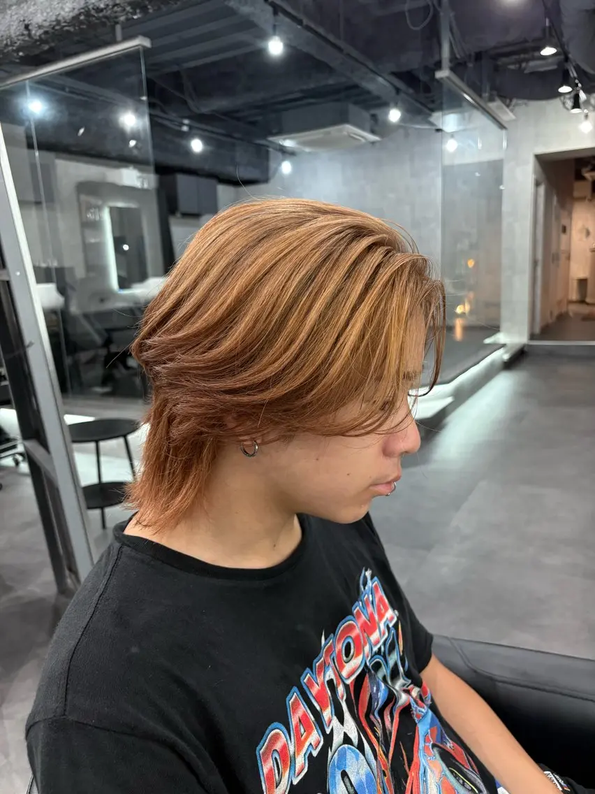 ミディアム ヘアカラー メンズカット ブリー チリタッチ、マッシュのヘアスタイル
