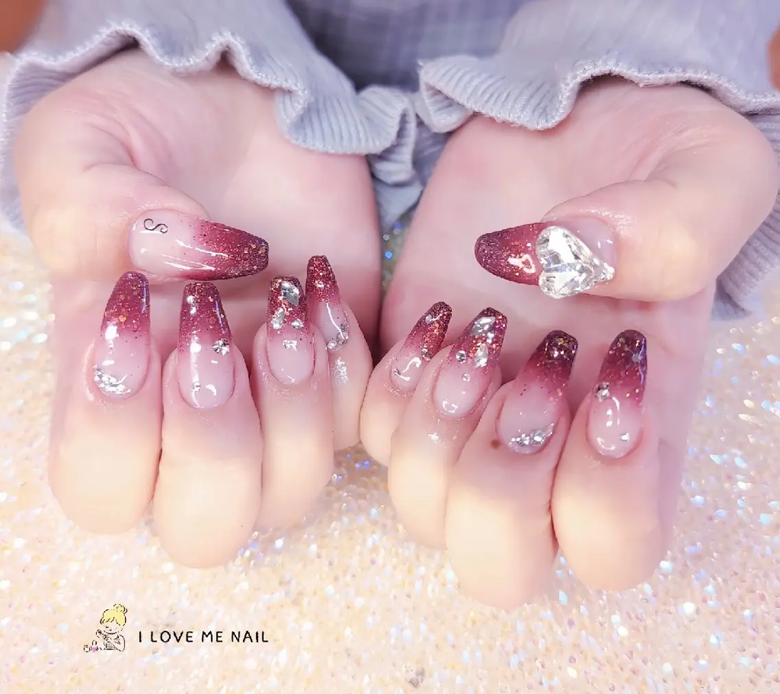 ネイル 長さ出し ハート 韓国ネイル マグネットネイル ニュアンスネイル ハンドネイル I LOVE ME NAIL.。.:*♡のネイルデザイン