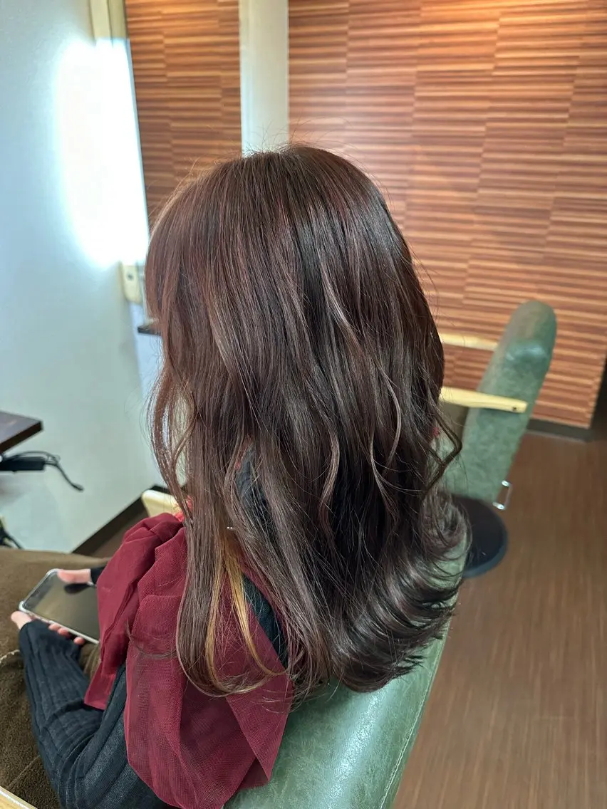 ロング カラー ベージュカラー ハイライトカラー ピンクカラー ハイライト カット ヘアカラー 💜推しインナー カラー/菊池柊真💜のヘアスタイル