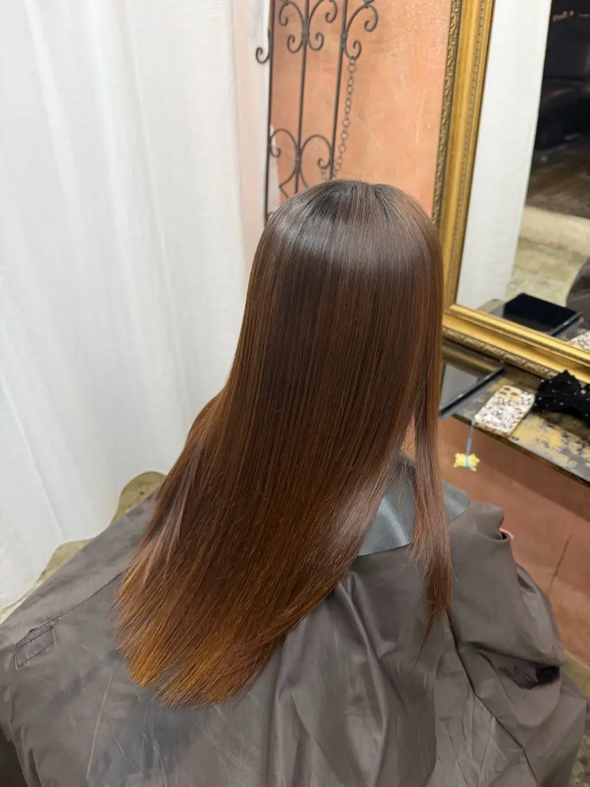 ロング 縮毛矯正 ともざねゆか UniQ/岡山駅のヘアスタイル