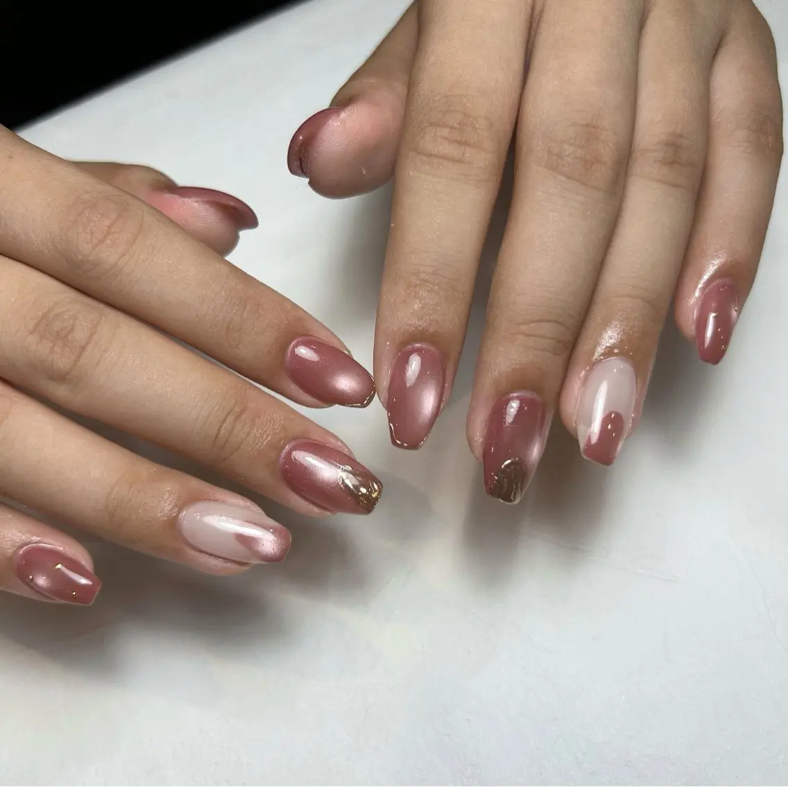 ネイル マグネットネイル ニュアンスネイル ピンク 春ネイル ハンドネイル MARU NAIL nanokaのネイルデザイン