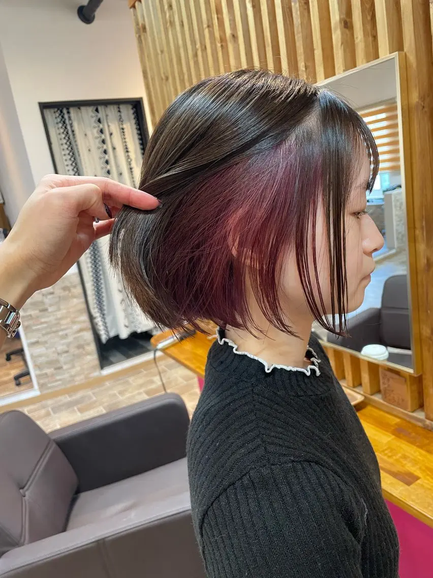 ミディアム カラー ピンクカラー カット ヘアカラー トリートメント YUI/ ブリーチカラー🌷のヘアスタイル
