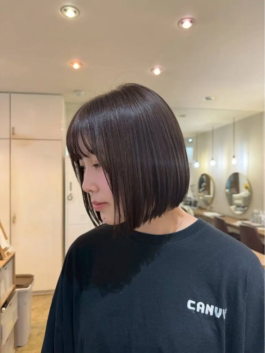 ミディアム カット ヘアカラー あまがた よしこのヘアスタイル
