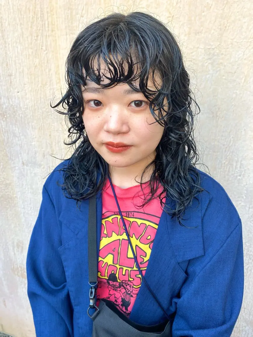 セミロング パーマ カット パーマ トリートメント 宮川 日菜子のヘアスタイル