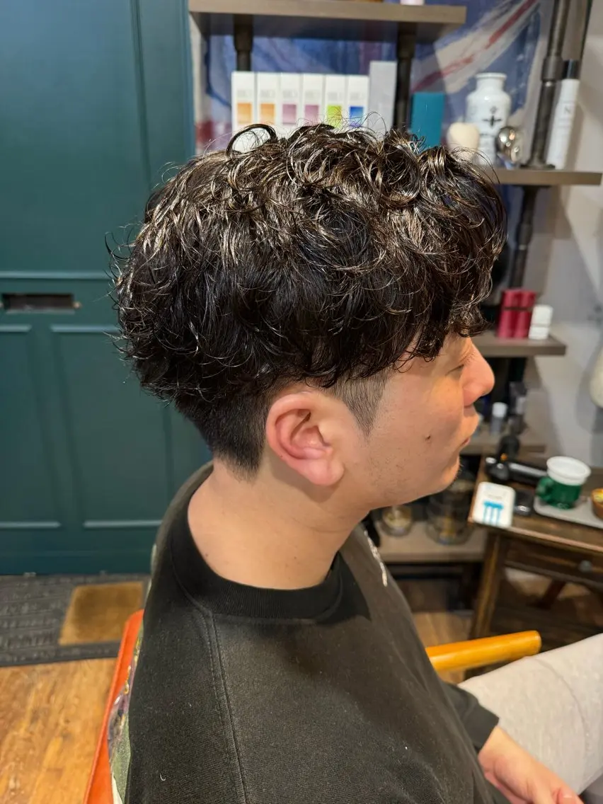 ショート パーマ メンズ カット パーマ ヘッドスパ ヘアセット 金子 富士のヘアスタイル
