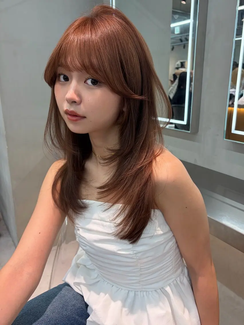 ミディアム カラー カット ヘアカラー トリートメント レイヤー/縮毛矯正/ ブリーチなし吉村清志のヘアスタイル