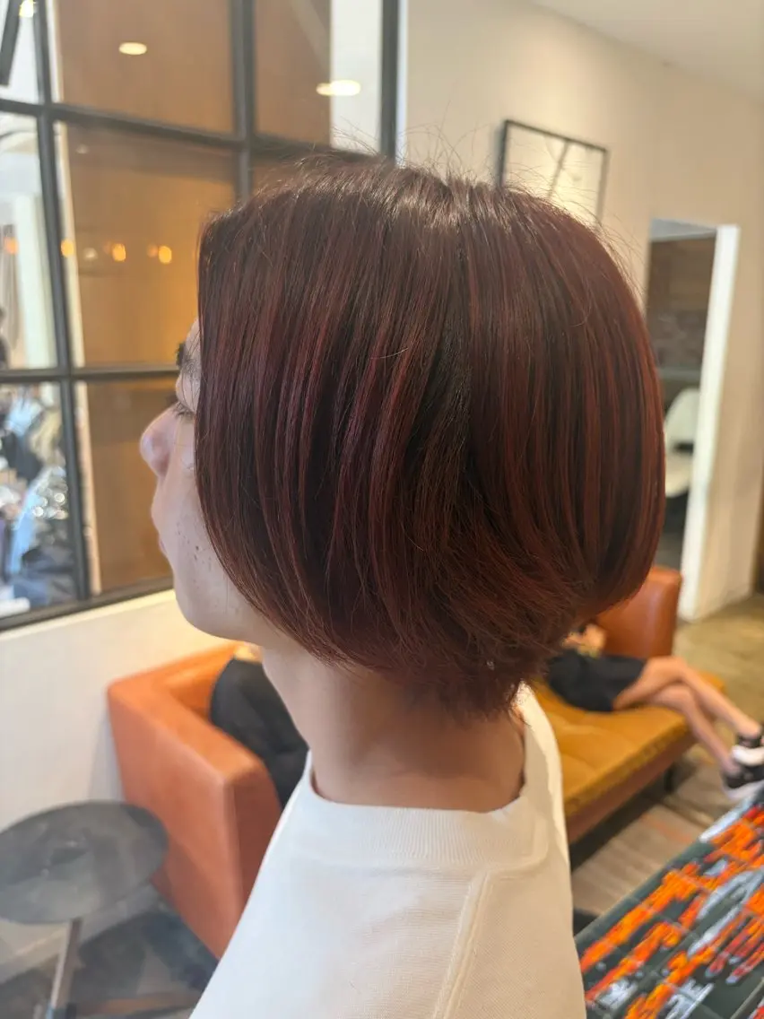 ショート カラー メンズ ショートボブ ブラウンカラー ボブ ショートヘア スエキ タクミ／昭島のヘアスタイル