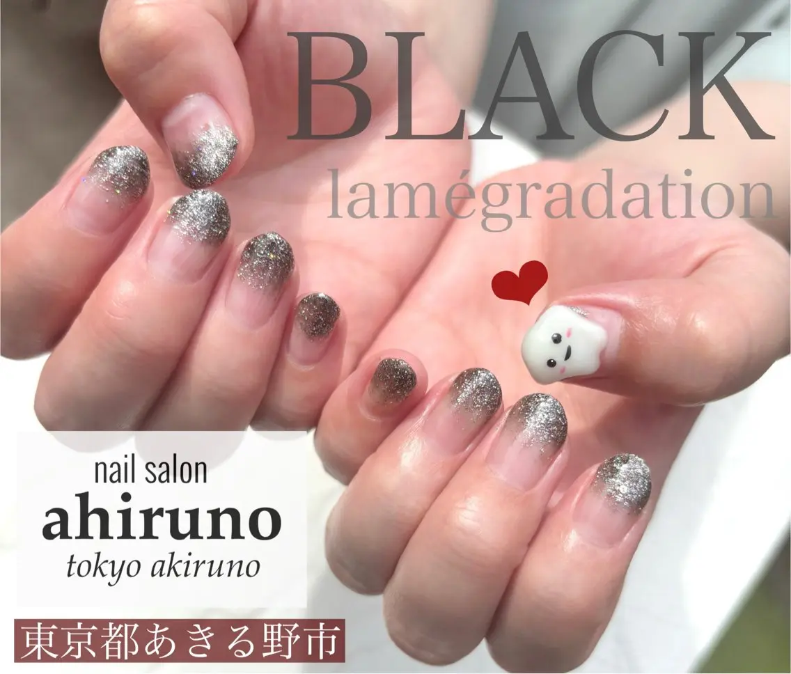 ネイル グラデーション ラメ(グリッター) ラメグラデーション ショートネイル ハンドネイル 東京あきる野市ネイル ✿ ｙｕiのネイルデザイン