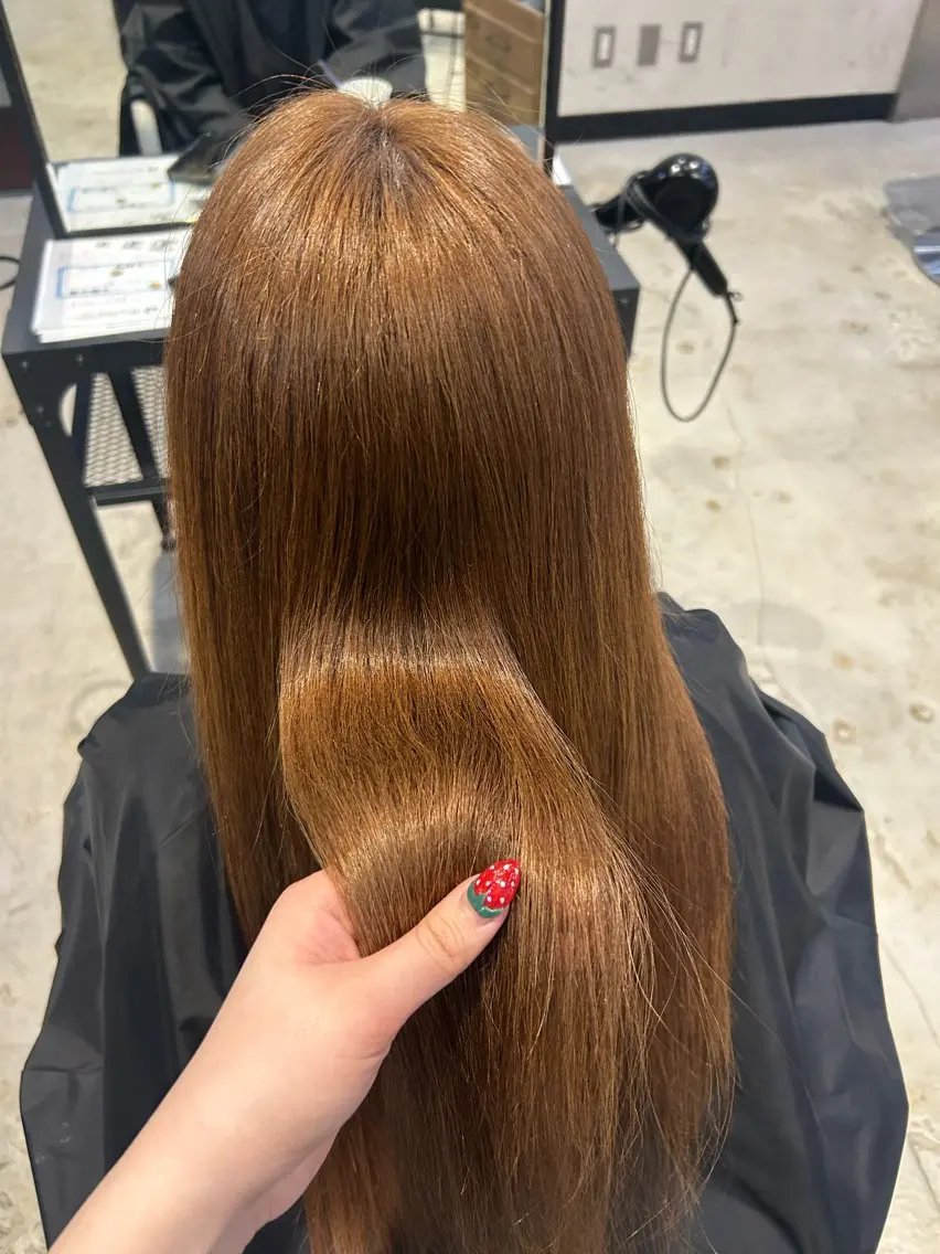 ロング カラー ブラウンカラー オレンジ オレンジブラウン ヘアカラー 植吉 琉月のヘアスタイル