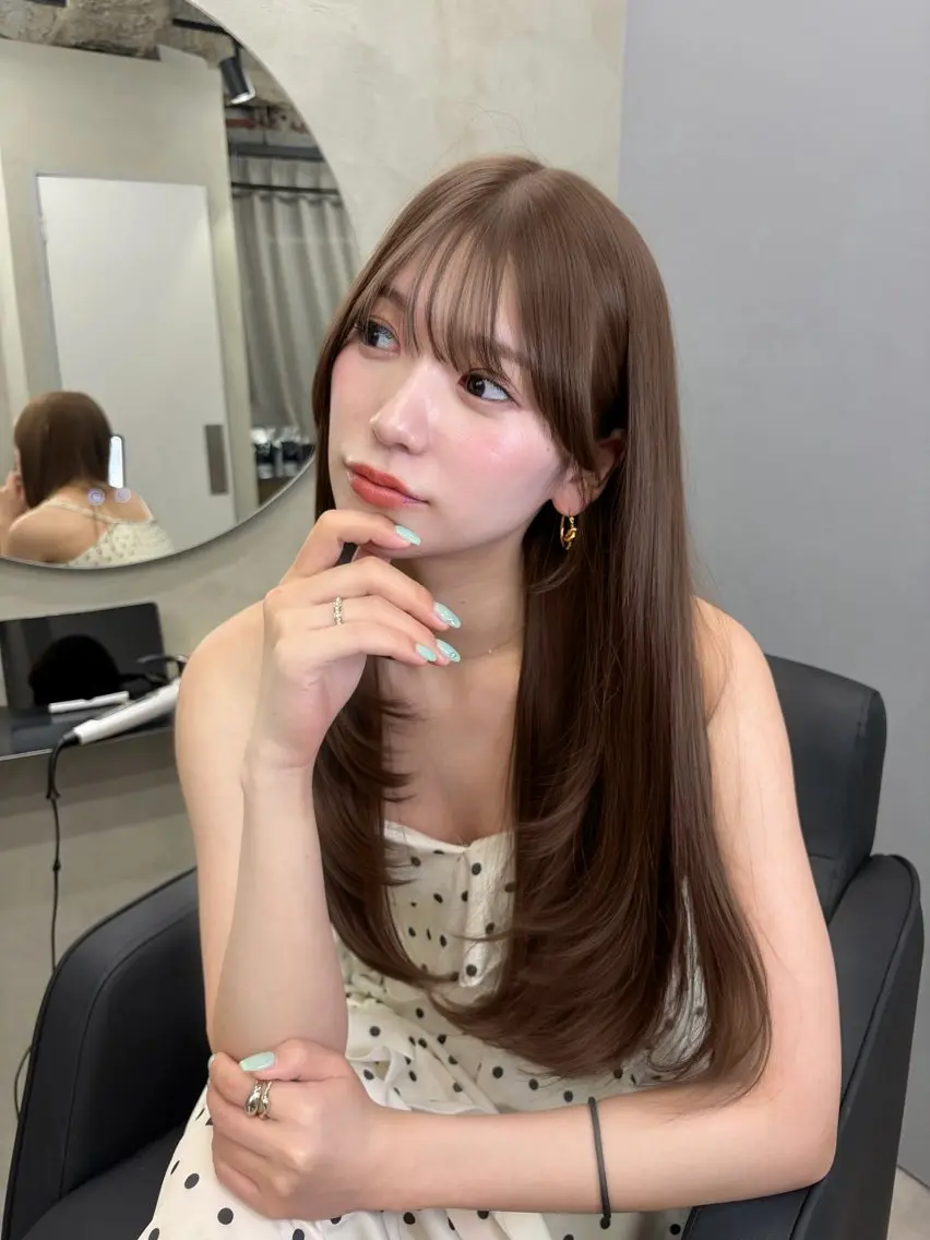 ロング カット ヘアカラー トリートメント 中顔面縮小/ 髪質改善/MaCoのヘアスタイル