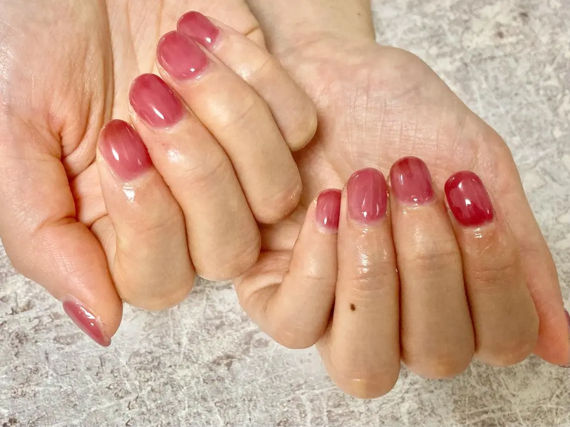 ネイル ワンカラーネイル ピンク ハンドネイル mogunail &blowのネイルデザイン