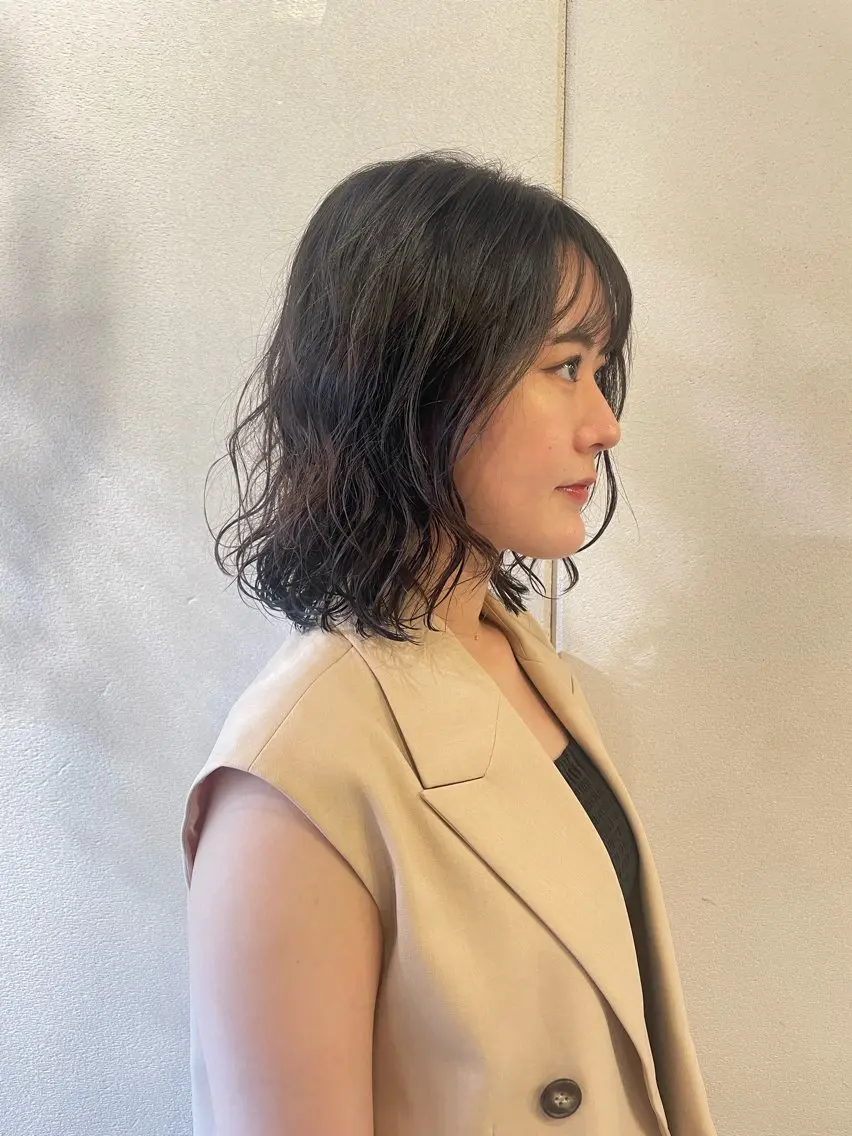 ミディアム パーマ ミディアムパーマ カット パーマ トリートメント 狩野 羅夢のヘアスタイル