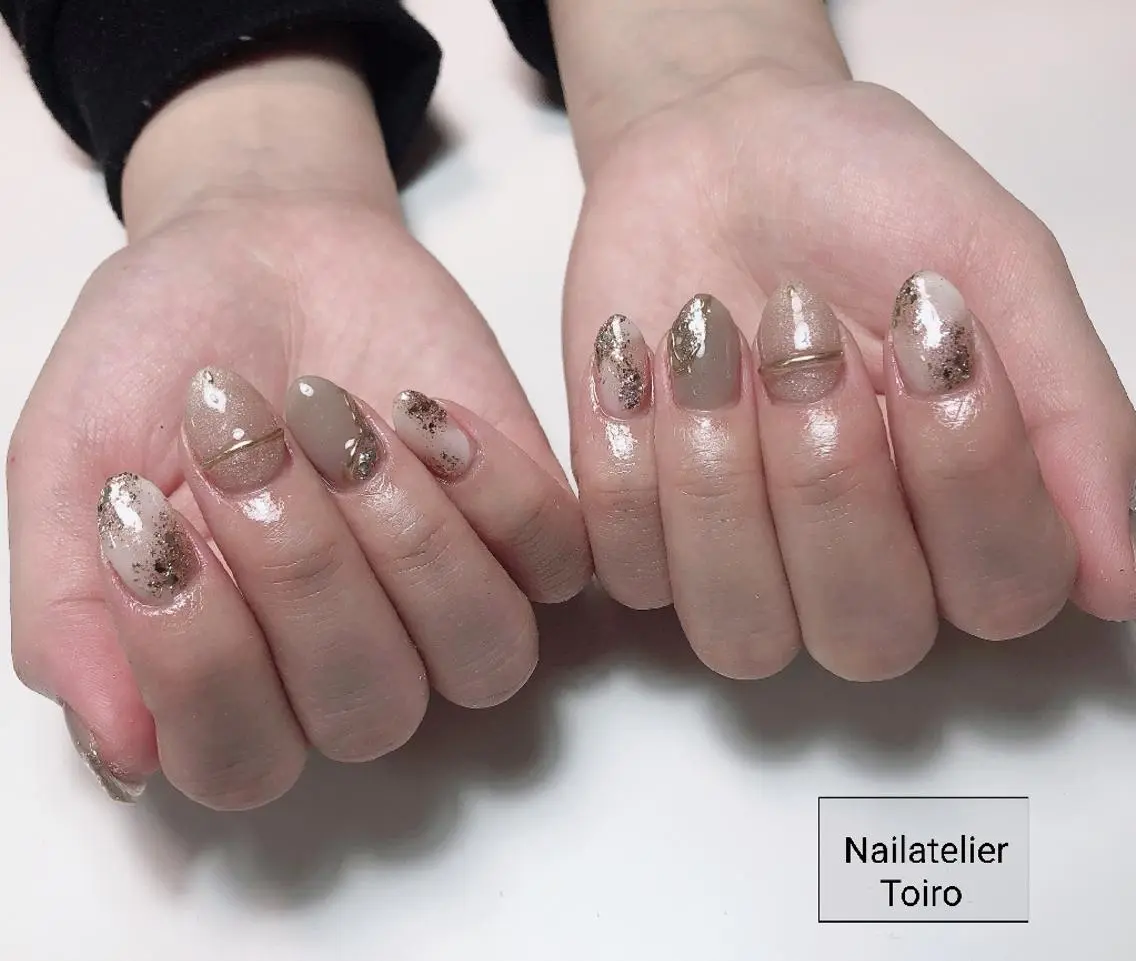 セミロング ネイル ニュアンスネイル ☺︎山部 志麻☺︎のネイルデザイン