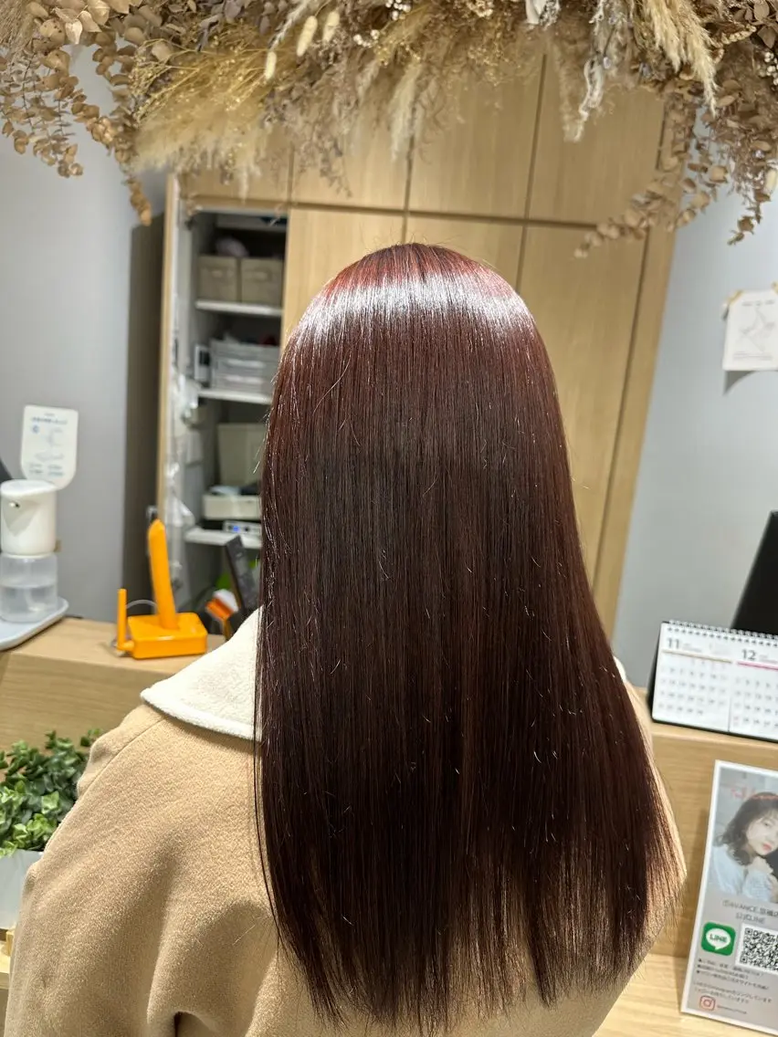 セミロング ピンクブラウン カット ヘアカラー 巻ける髪質改善🫧ハ イライト/永田汰伊智のヘアスタイル