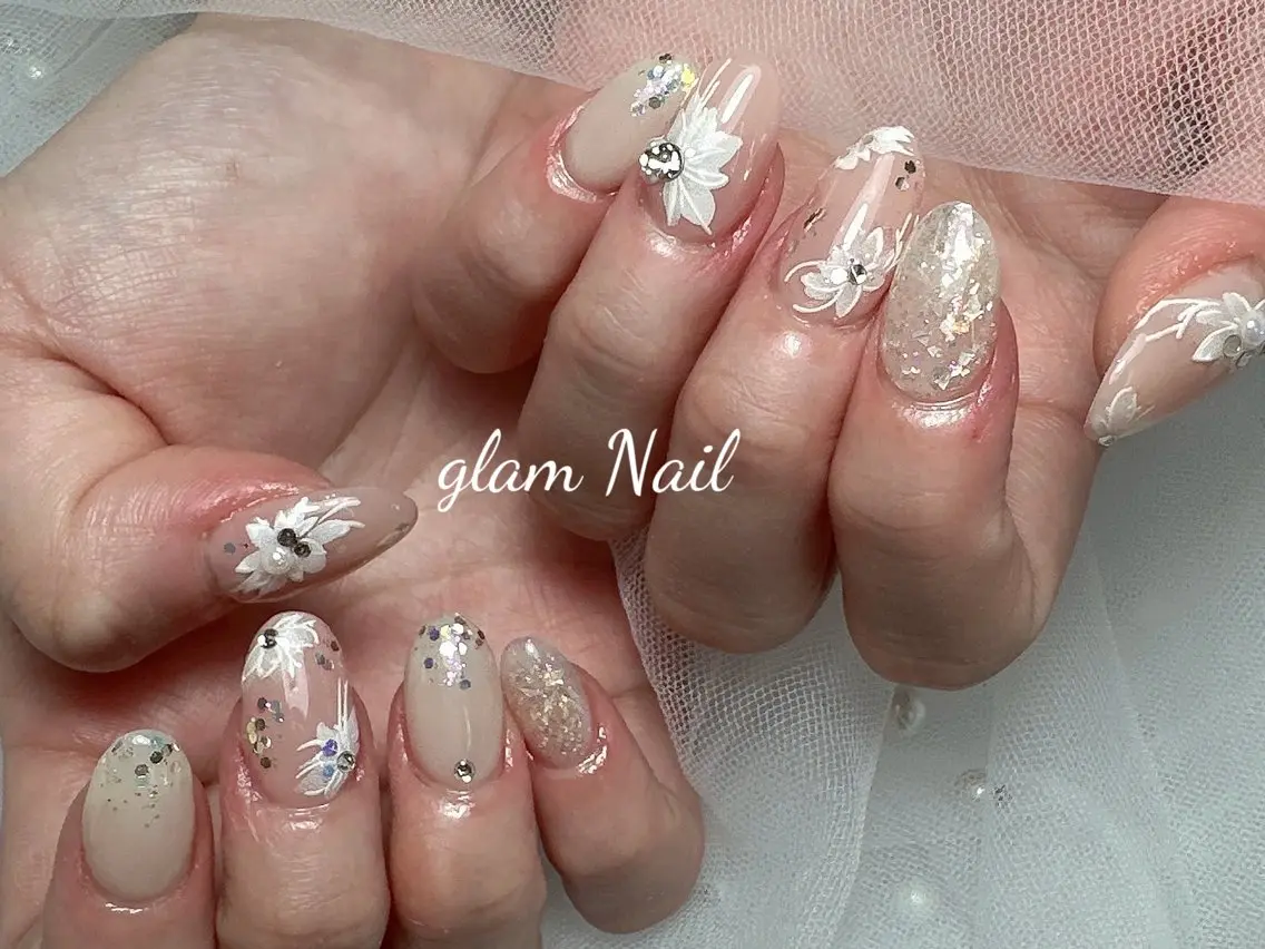 ネイル エツメ💅 長さ出し🎀デザインのネイルデザイン