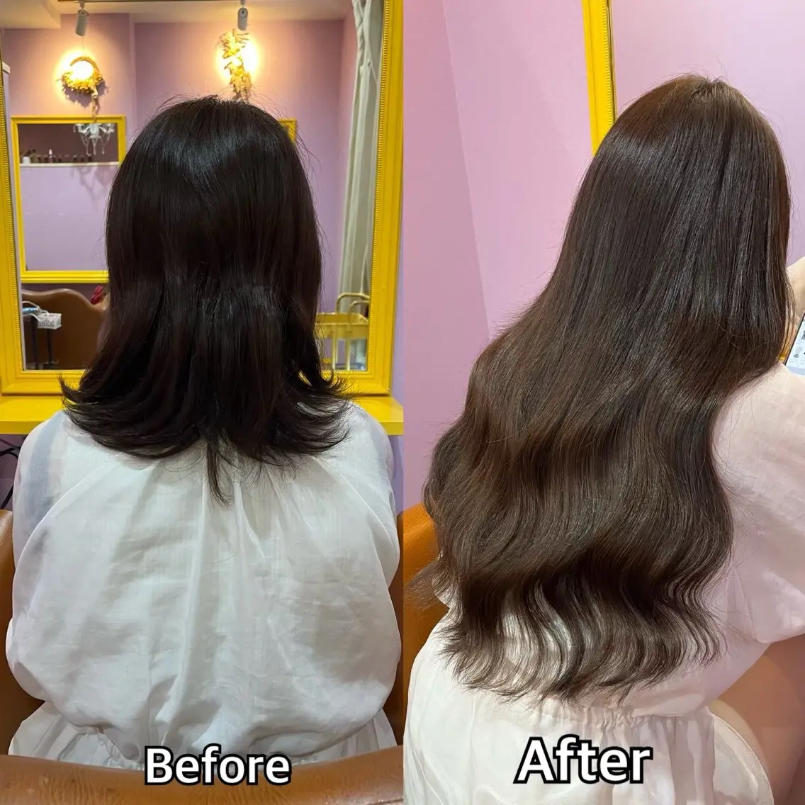 ロング カラー+ちび編み込み エクステ梅田🐨のヘアスタイル
