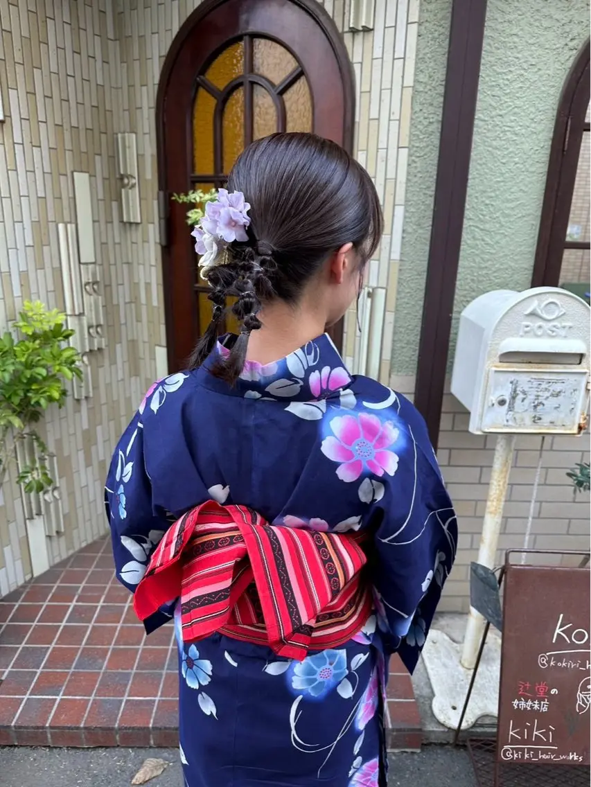 【花火大会🎆お祭り🍧】浴衣着付け+ヘアアレンジ👘の写真
