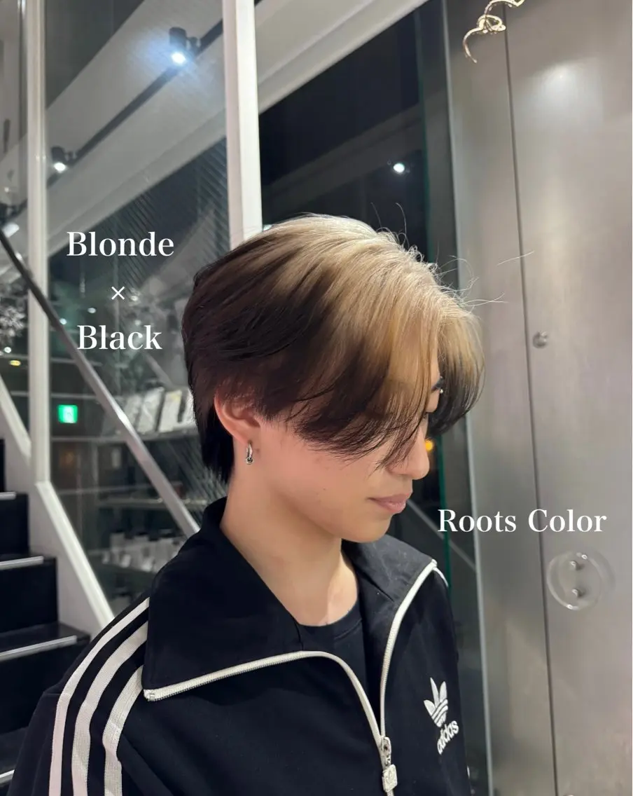 ショート カラー 黒髪 ブロンド デザインカラー mao/天神ブリーチ ハイトーンカラーのヘアスタイル