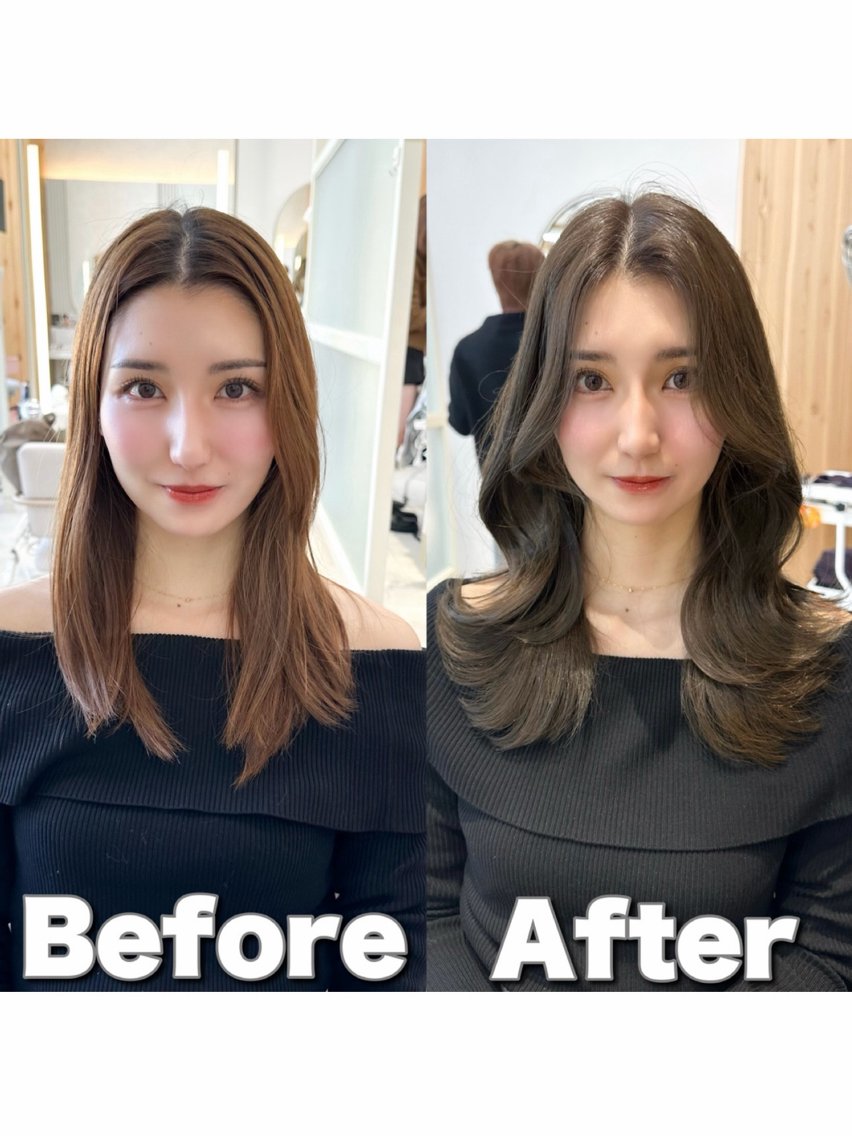 セミロング カラー カット ヘアカラー トリートメント 顔周り特化/韓国ヘア /レイヤー/吉野幸大のヘアスタイル