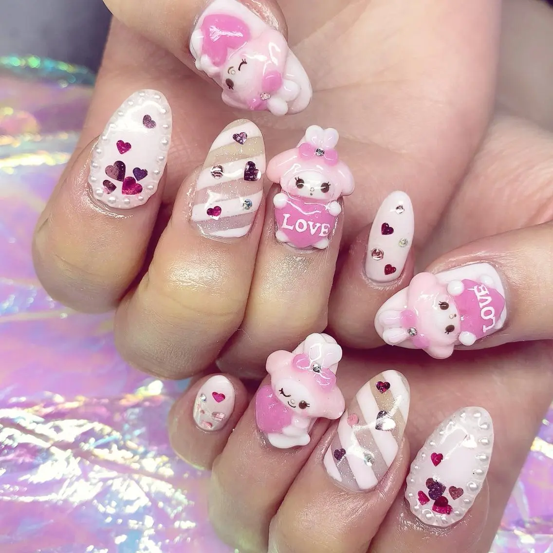 ネイル 渋谷／チップ長さ出し 👑アプレgel-xのネイルデザイン