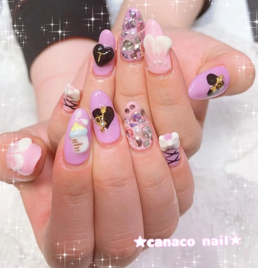ネイル 持ち込み リボン ハンドネイル ハンドケア ベテランネイル cnc nailのネイルデザイン
