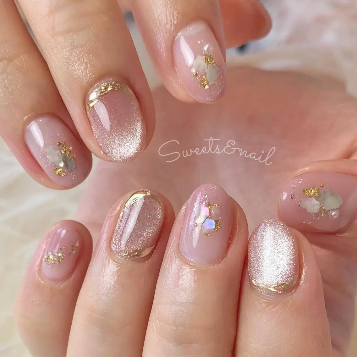 ネイル マグネットネイル ピンク Sweets& nail みなこのネイルデザイン