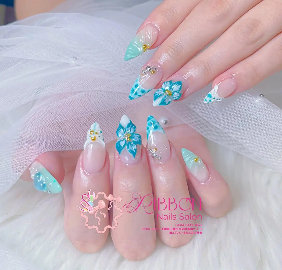 ネイル フットネイル フレンチネイル ジェルネイル マグネットネイル 持ち込み ハンドネイル Ribbonnail salonのネイルデザイン