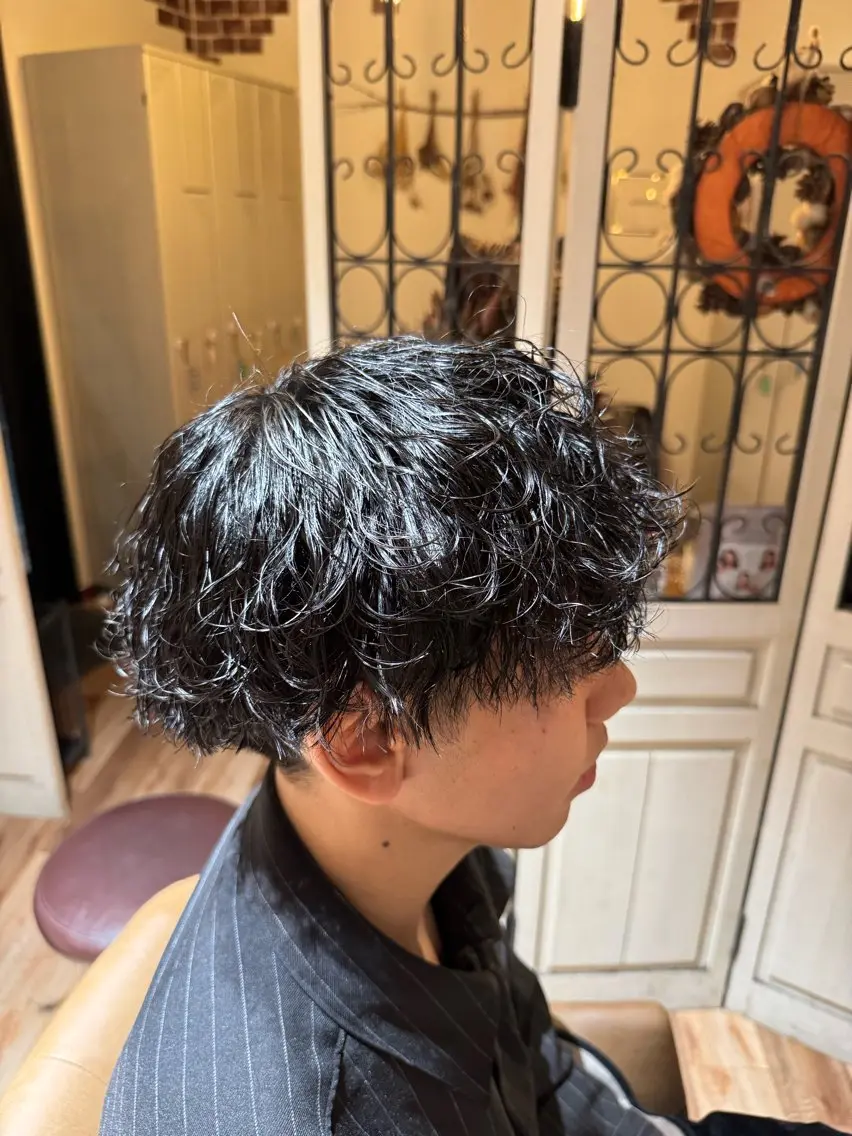 ショート メンズ メンズパーマ 波巻きパーマ 増山 諒 【メンズ専門美容師】のヘアスタイル