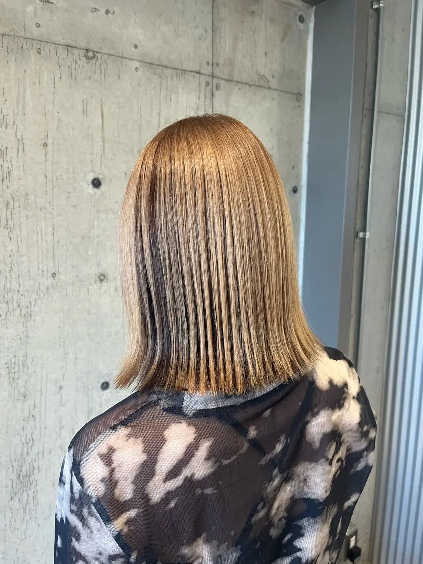 ミディアム カラー ヘアアレンジ ヘアカラー トリートメント ボブ×艶カラー 特化・リクト💥のヘアスタイル