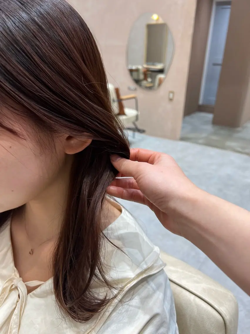 セミロング カラー ブリーチ ブラウンカラー ダブルカラー ブリーチなしカラー ボブ/ベージュ /kazui🐈のヘアスタイル