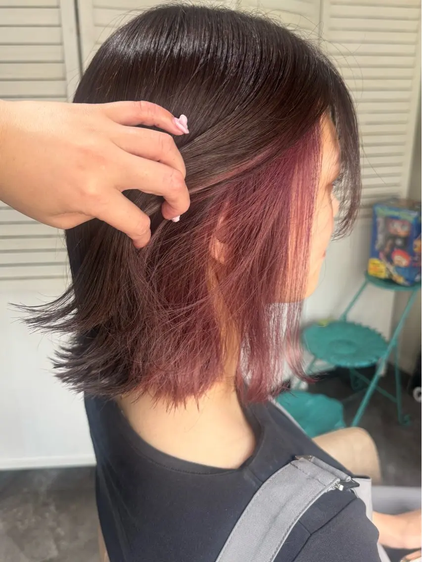 セミロング カラー ブリーチ ケアブリーチ 透明感カラー デザインカラー ダブルカラー カット ヘアカラー トリートメント 13日空き◎髪質改善 misatoのヘアスタイル