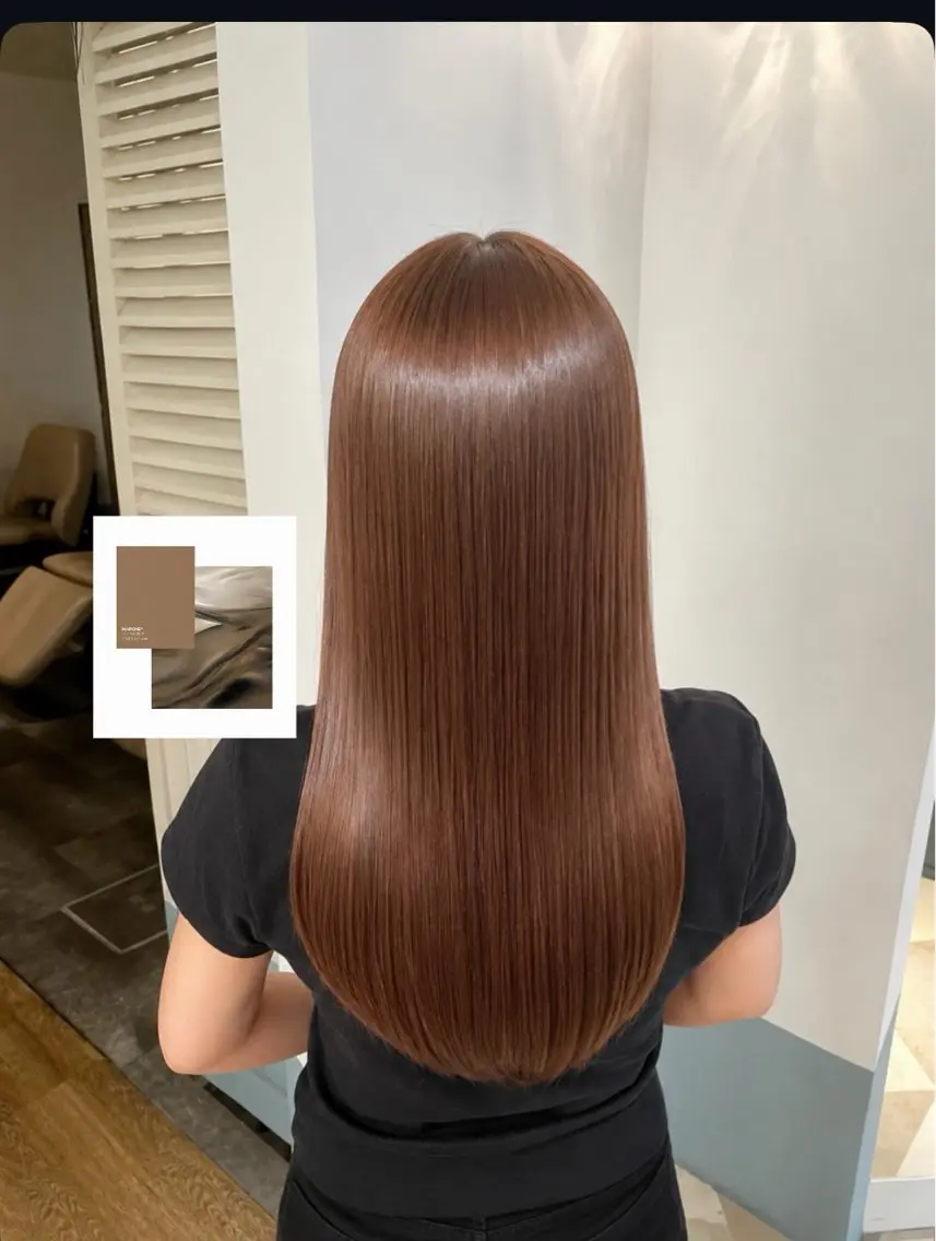 ロング カラー ブラウンカラー ナチュラルブラウン ヘアカラー トリートメント ヒナ/酸性ストレート /髪質改善のヘアスタイル