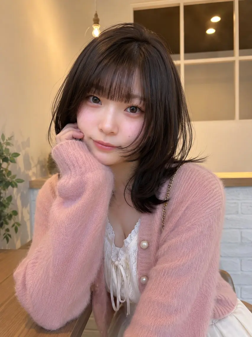 ミディアム カラー カット ヘアカラー トリートメント 小顔垢抜けレイヤー/ ハイトーン/YUTOのヘアスタイル