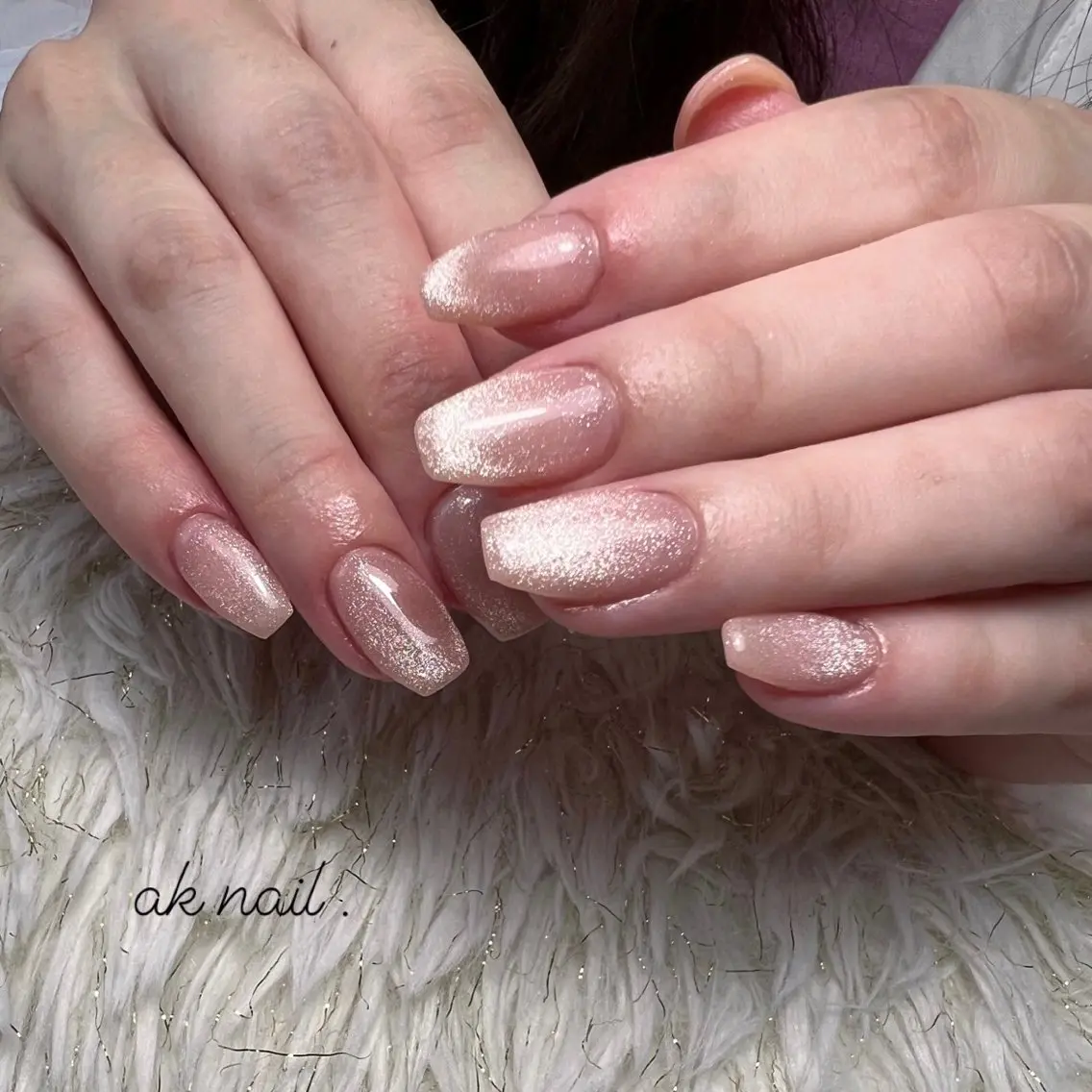 ミディアム ネイル マグネットネイル ハンドネイル ak nail .のネイルデザイン