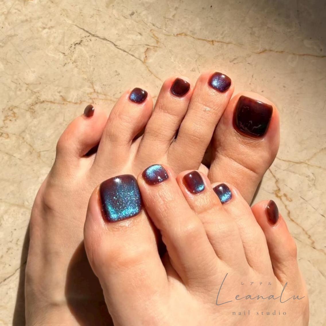 ネイル フットネイル マグネットネイル 🤍Leanalu nail 川崎店のネイルデザイン