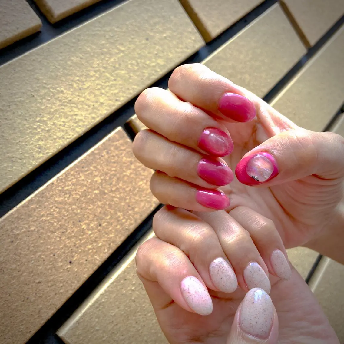 ネイル オーロラネイル カジュアル フラッシュネイル ジェルネイル ラメ(グリッター) MH Nailのネイルデザイン
