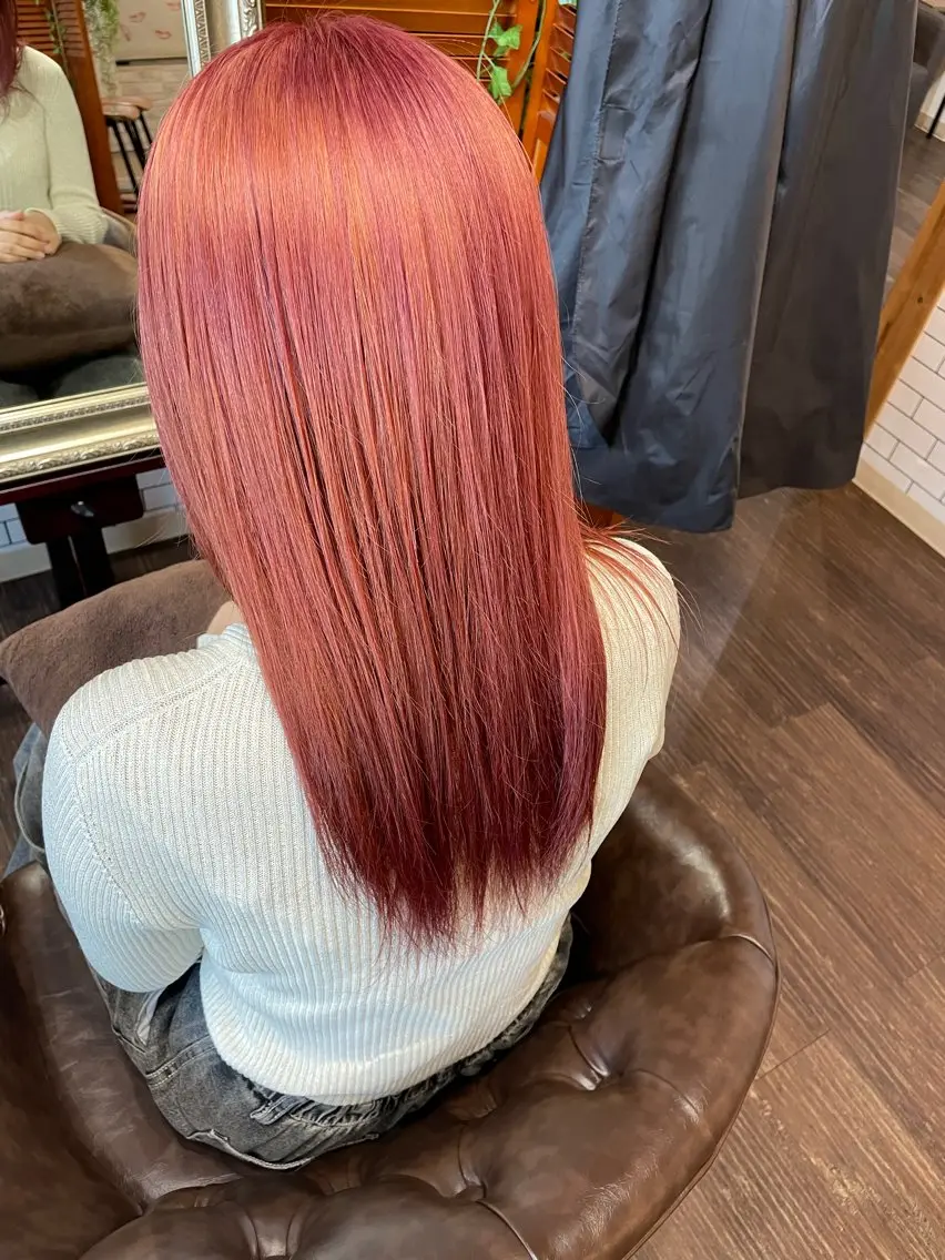 ロング カラー ピンクカラー 髪質改善カラー💛 NANOHAのヘアスタイル