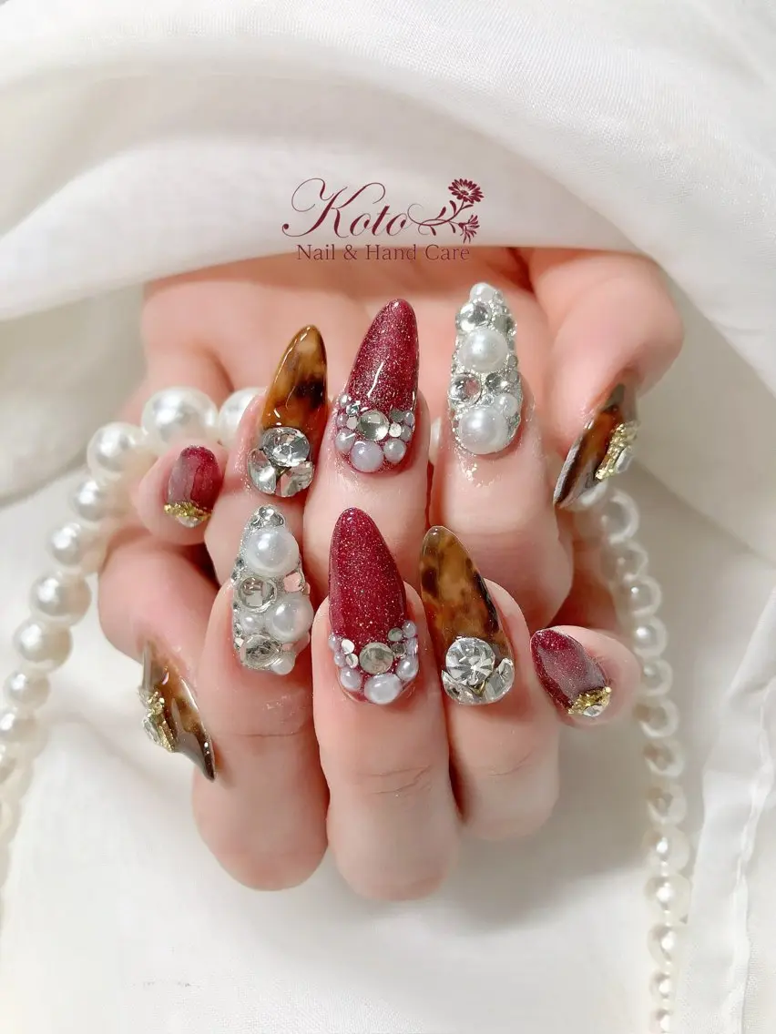 ネイル べっ甲ネイル 長さ出し ジェルネイル 持ち込み ニュアンスネイル Risa ネイルサロンKOTOのネイルデザイン