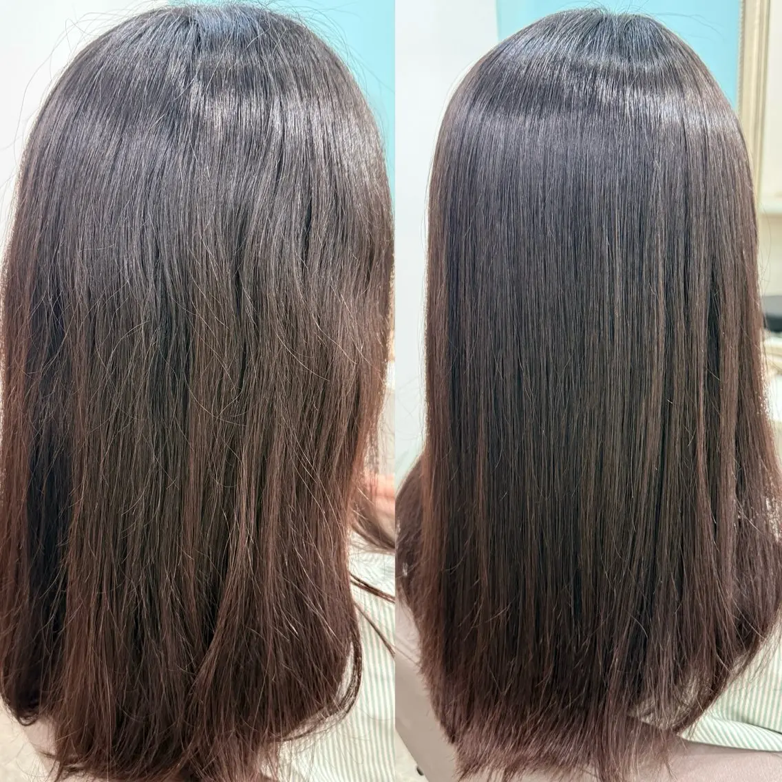 セミロング カット 縮毛矯正 あさひ かなのヘアスタイル