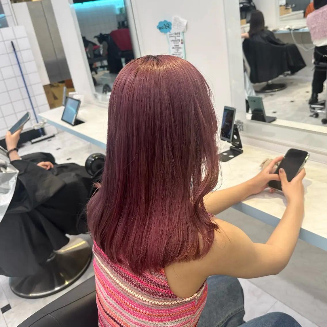 セミロング カラー ヘアカラー トリートメント ヘッドスパ ヘアセット 暖色🩷透明感カラー ♡Maika♡のヘアスタイル